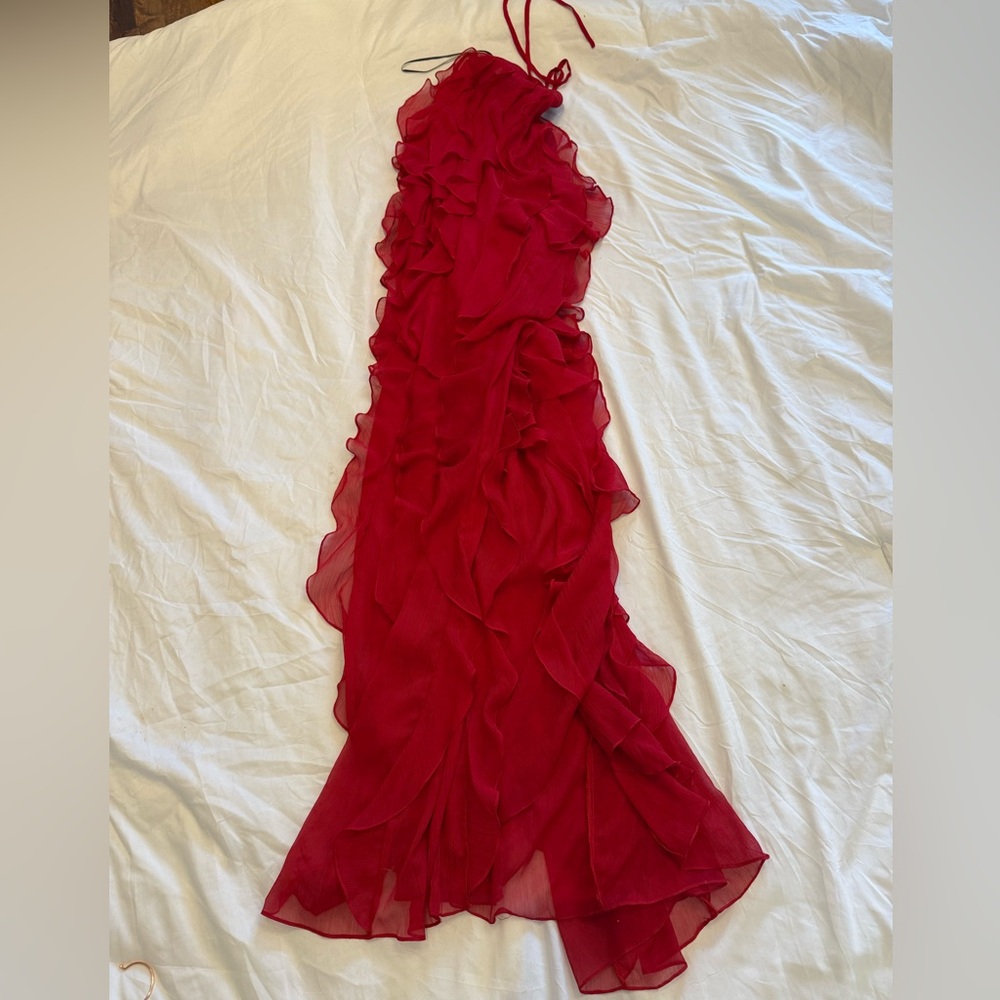 PatBO Vibrant Red Ruffled Maxi Dress size 4 New w tags - Picture 5 of 7